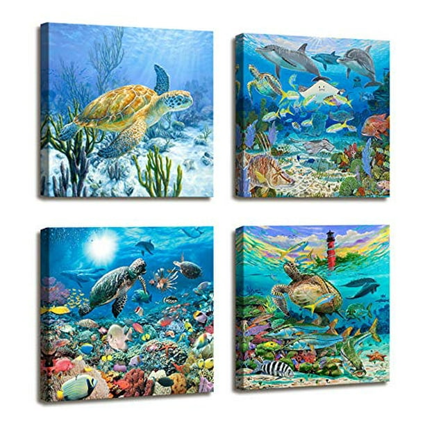 Bathroom Wall Decor Blue Ocean Sea Turtle Wall Art Poster Artwork Bathroom Wall Decor Blue Ocean Sea Turtle Wall Art Poster Artwork